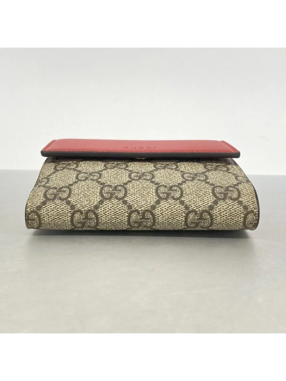 Gucci Wallet GG Supreme Leather Red Brown Gold - Picture 2 of 7